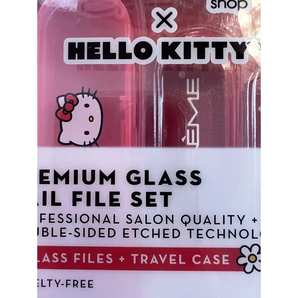 HELLO KITTY Premium Glass Nail File-Set of 2 files with Case--Brand New
